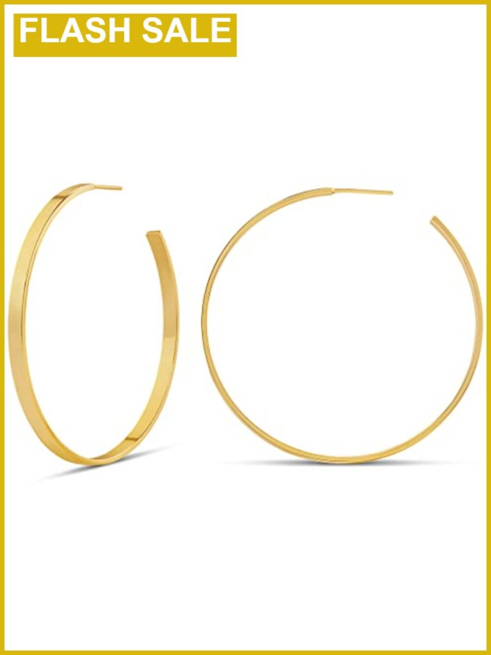 14K Gold Plated Square Edge Hoop Earrings Hinged 50mm